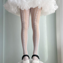 Women's Heart Print Fishnet Tights Stockings
