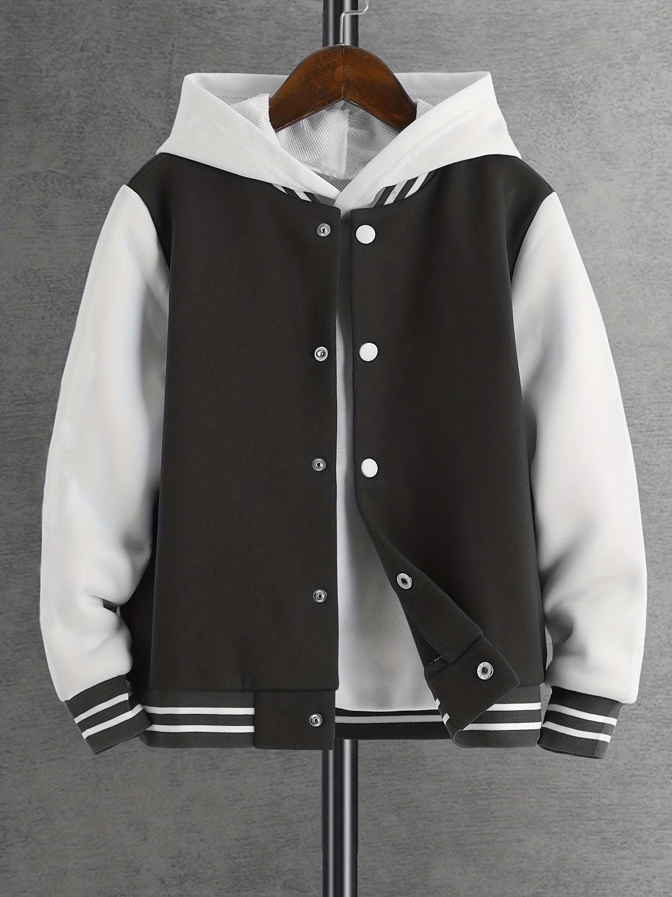 Boys Varsity Jacket Baseball Collar Letter Graphic Drop Shoulder
