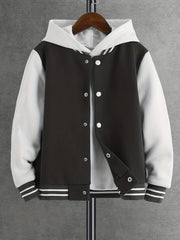 Boys Letter Graphic Varsity Jacket Long Sleeve Baseball Collar