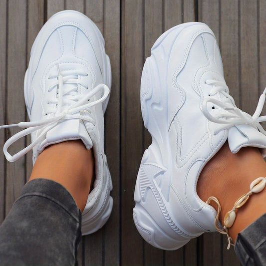 Women's Chunky Platform Sneakers Lace Up Casual Walking Shoes
