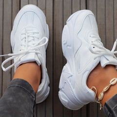 Women's Chunky Platform Sneakers Lace Up Casual Walking Shoes
