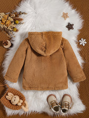 Kids Fleece Hoodie Jacket Open Front Warm Coat