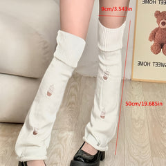 Y2K Ripped Knitted Leg Warmers Knee High Socks Women's Stockings