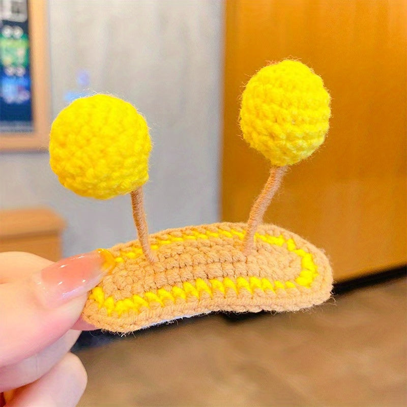 Knit Flower Hair Clips for Baby Girls