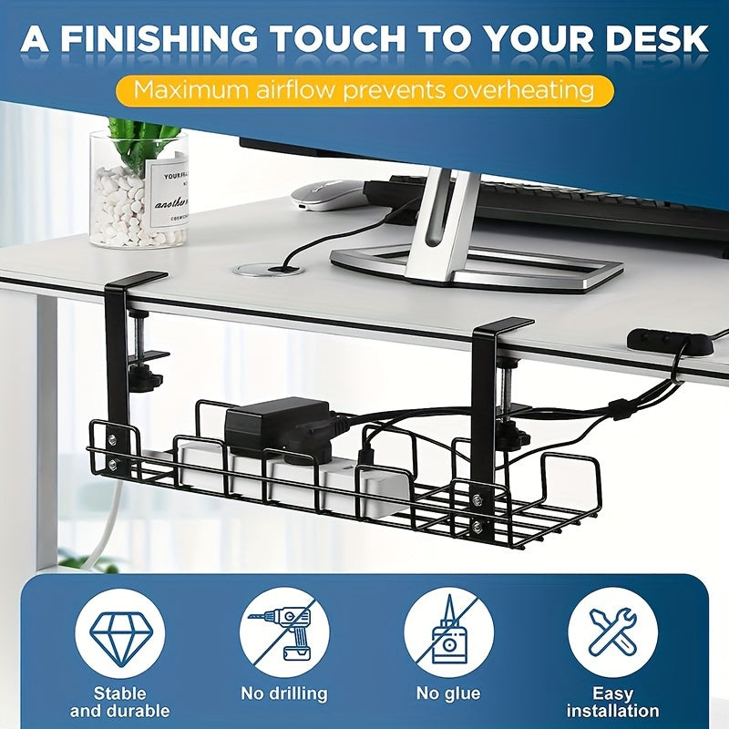 1pc Desk Cable Management Trays Under Desk Cable Organizers For Wire Management