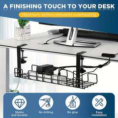 1pc Desk Cable Management Trays Under Desk Cable Organizers For Wire Management