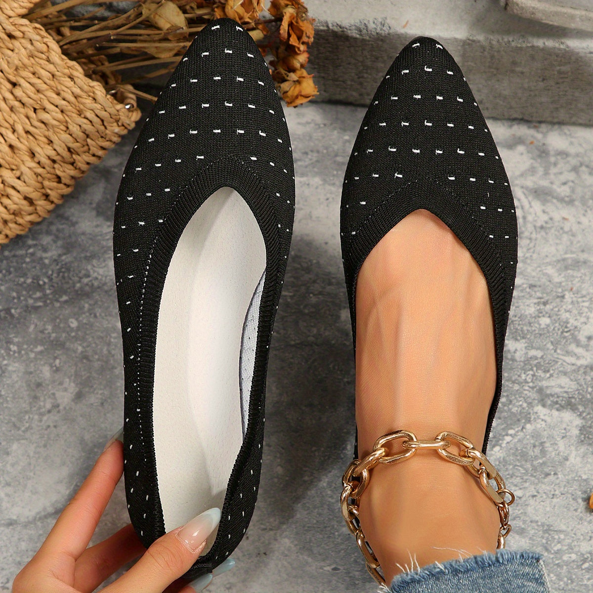 Women's Point Toe Slip On Ballet Shoes Soft Lightweight Casual Outdoor Shoes