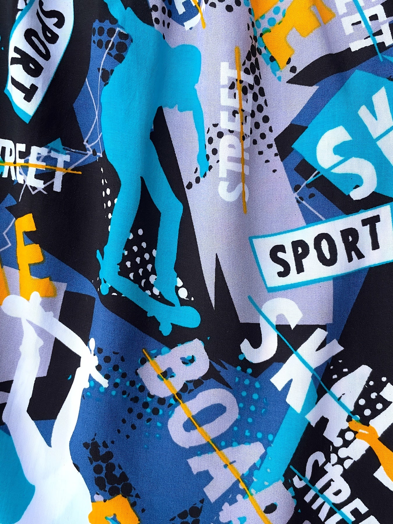 Boys Cartoon Graffiti Print Shorts for Summer Sports
