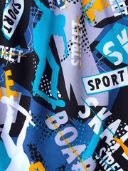 Boys Cartoon Graffiti Print Shorts for Summer Sports