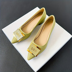 Metallic Decor Flat Shoes Slip On Point Toe Low Shallow Mouth Soft Shoes