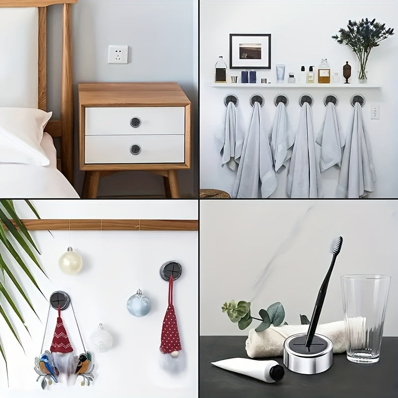 2pcs Self Adhesive Push Towel Hooks for Bathroom