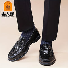 LAORENTOU Men's Leather Horsebit Loafer Shoes Lightweight Non Slip Driving Shoes