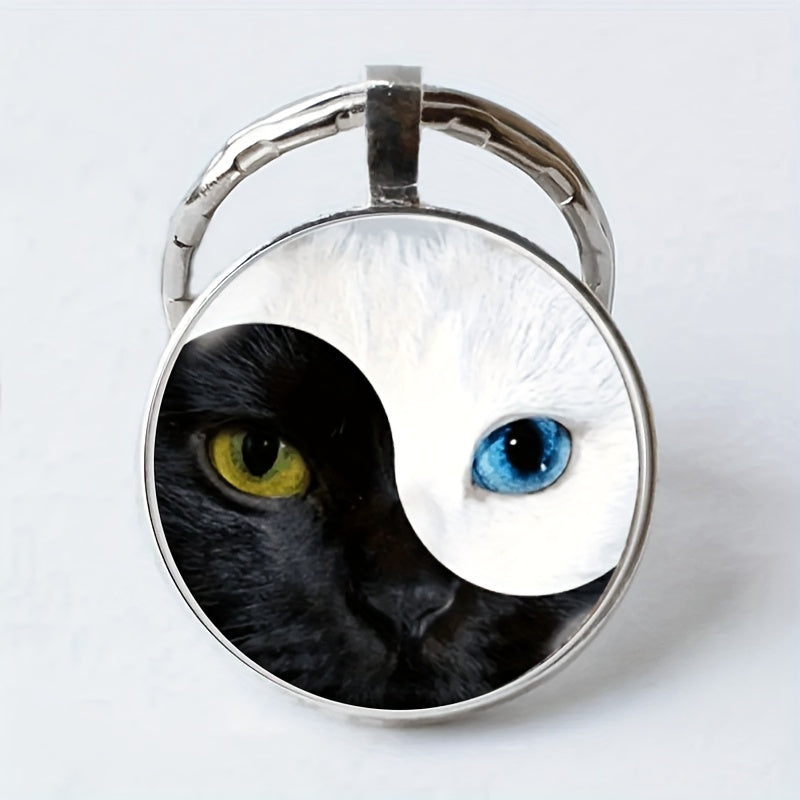 Zinc Alloy Cat Eye Keychain Tai Chi Cat Keychain For Men