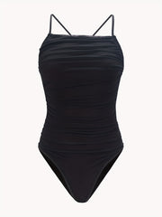 Ruched Backless Cami Bodysuit Sexy One Piece Bodysuit