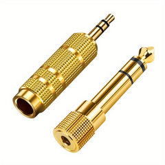 2Pcs Audio Adapter 3.5mm Male to 6.35mm Female + 6.35mm Male to 3.5mm Female