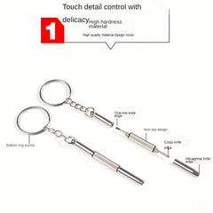 Stainless Steel Eyeglass Repair Screwdriver Keychain Tool Kit
