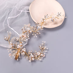 Silver Rose Rhinestone Headband Bridal Hair Clips Tiara Hair Jewelry