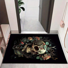 Gothic Skull Print Floor Mat, Non Slip Bathroom Kitchen Mat