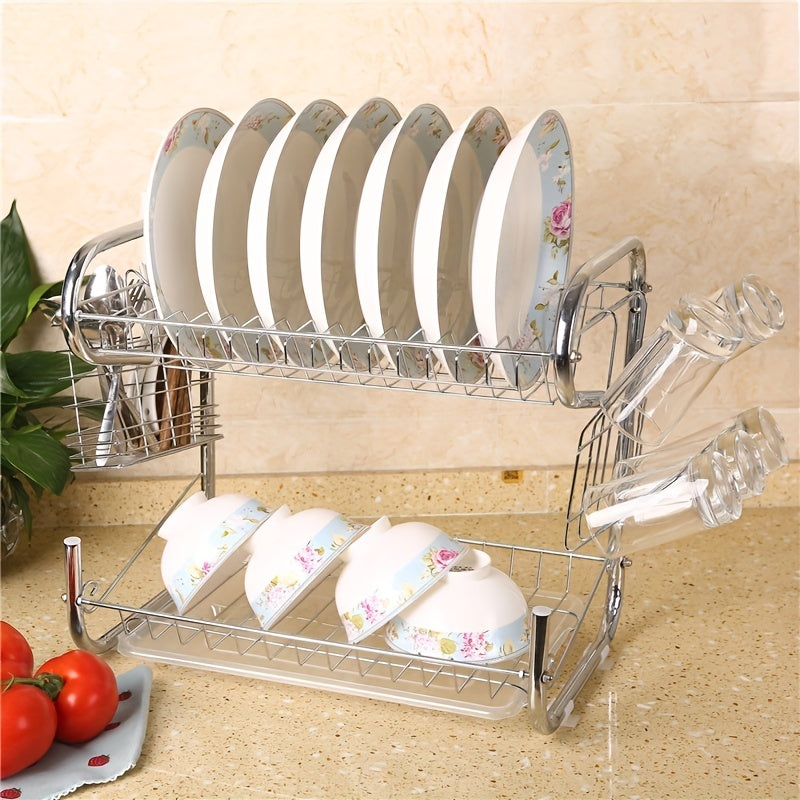 Kitchen Dish Storage Rack with Cup Holder and Chopstick Tube