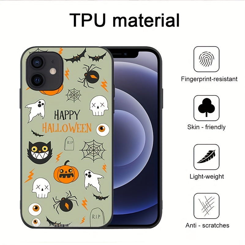 Halloween Scary Pumpkin Bat Pattern Anti-Scratch Case iPhone 11 12 13 14 Pro