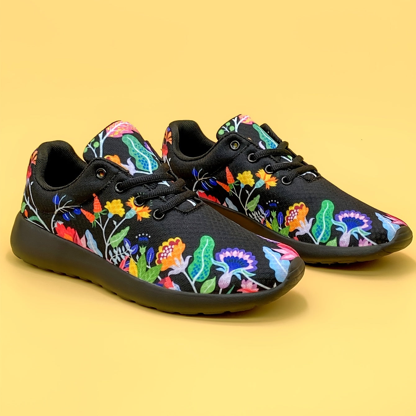 Women's Flower Pattern Mesh Running Shoes Lightweight Breathable Sneakers