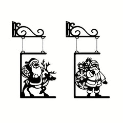 Wall Metal Santa Claus Decoration Craft Indoor Outdoor Garden Gift