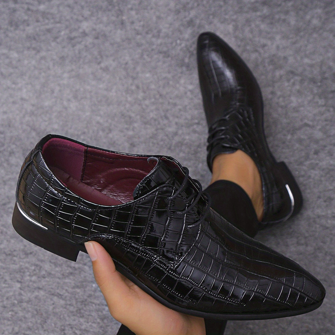 Men's Plaid Pattern Derby Shoes Lace Up Wedding Party Business