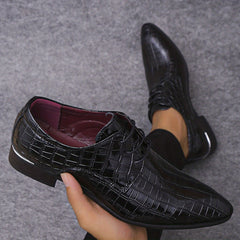 Men's Plaid Pattern Derby Shoes Lace Up Wedding Party Business