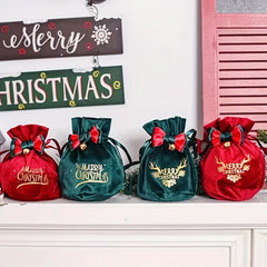 Santa Claus Velvet Gift Bag Candy Tote Bag Christmas Tree Decoration