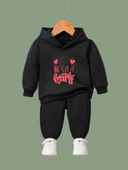 2pcs Heart Steal Graphic Hoodies Pants Set Spring Sports Gift Girls