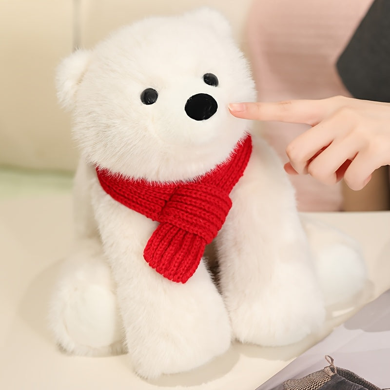 Polar Bear Plush Doll Soft Stuffed Animal with Red Scarf - Gift Home Decor