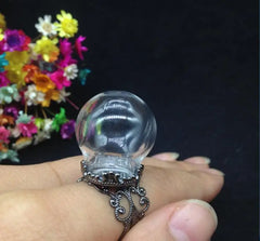 20 Sets 20*15mm Glass Globe Ring Flower Tray Finding Set