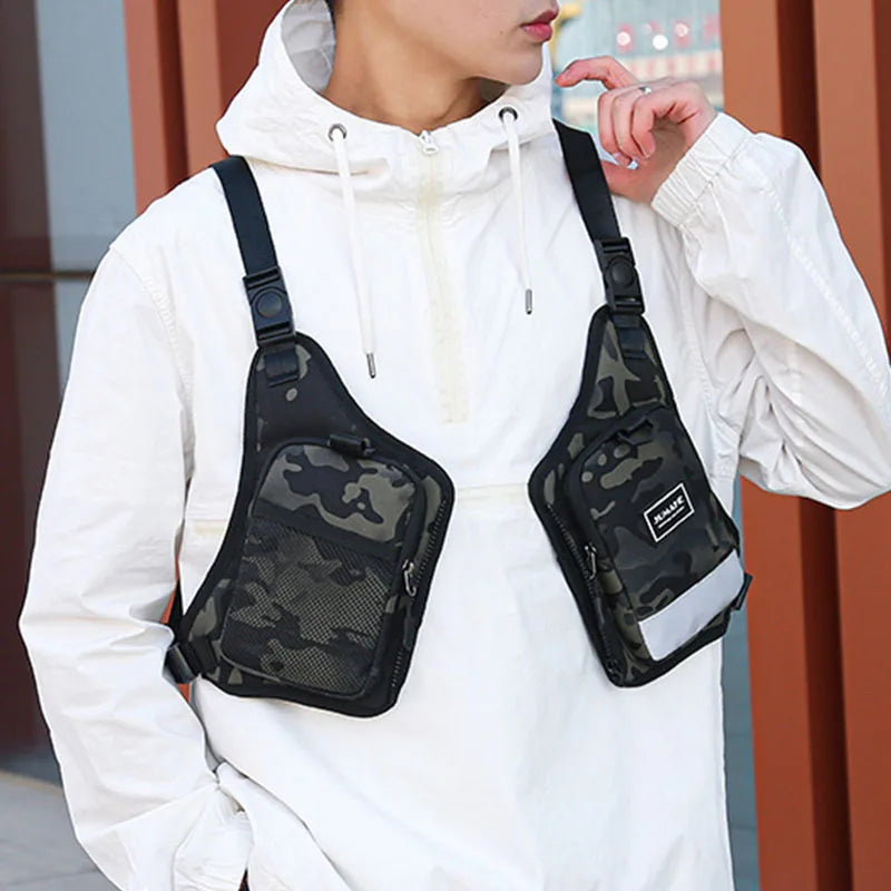 Functional Tactical Chest Bag For Men Unisex Reflective Vest Streetwear Bag