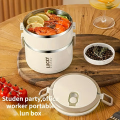 Stainless Steel Insulated Lunch Box Large Capacity Portable Reusable Insulation