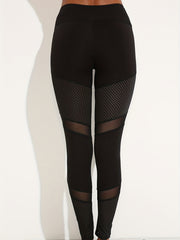 High Waist Yoga Leggings with Mesh Stitching