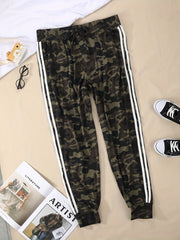 Women's Plus Camo & Stripe Print Tie Yoga Leggings