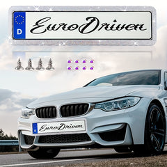European Standard Plate Frame Stainless Steel Glass Rhinestones Point Drill