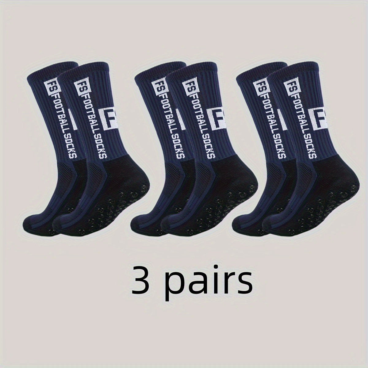 3 Pairs Men's Mid Crew Sport Socks Non Slip Shock Absorption Nylon Blend