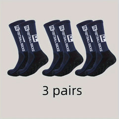 3 Pairs Men's Mid Crew Sport Socks Non Slip Shock Absorption Nylon Blend