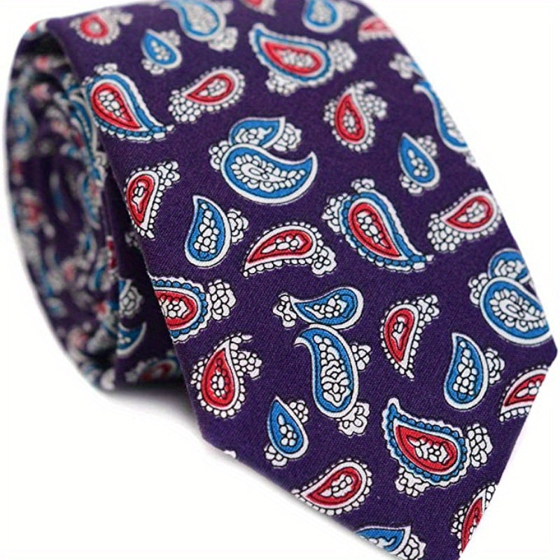Men's Cotton Floral Printed Narrow Tie - Various Designs