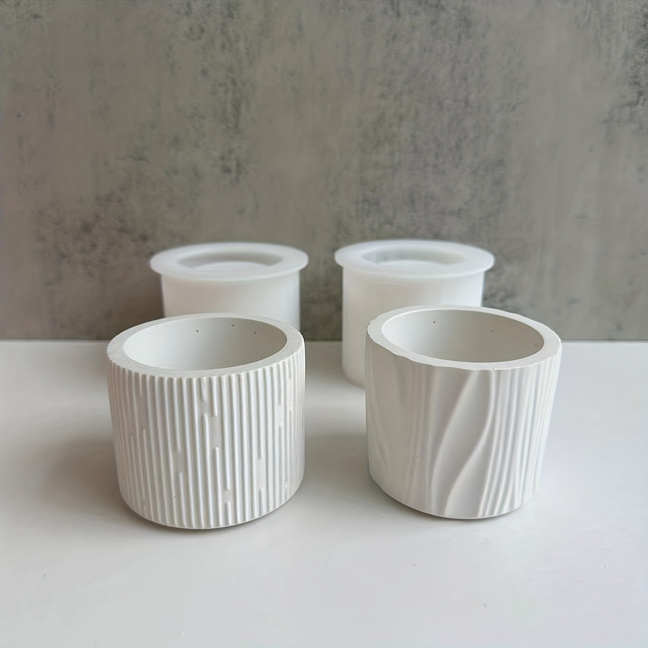 Line Striped Flower Pot Silicone Mold for Aromatherapy Wax Candle Holder