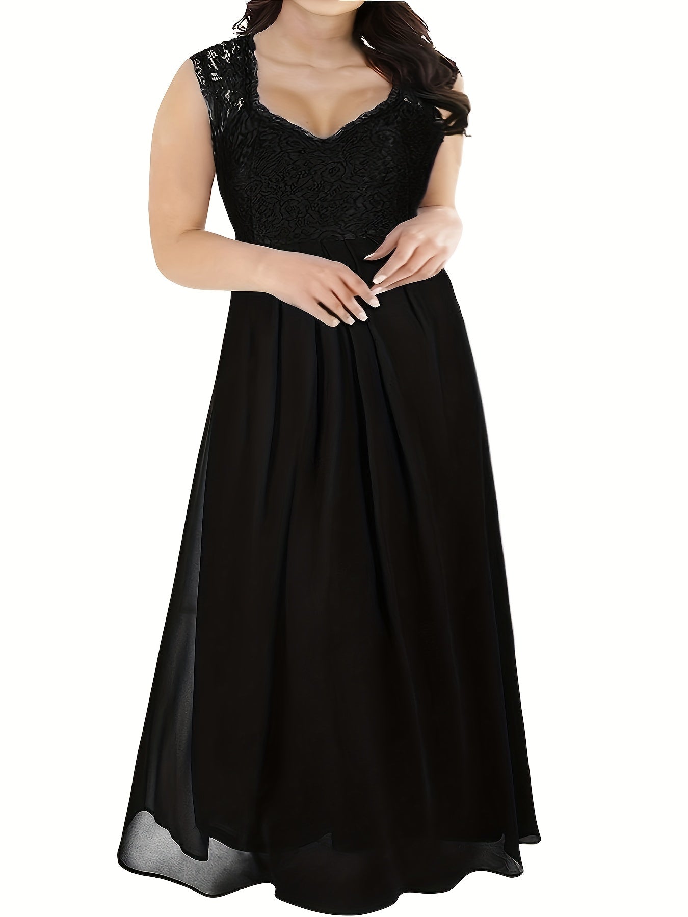 Contrast Lace Maxi Formal Party Dress