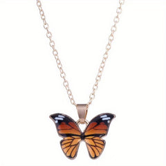 Multicolor Alloy Butterfly Pendant Necklace Gift for Girls