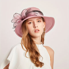 Organza Sun Hat Stitching Derby Hat Hollow Knitted Breathable Church