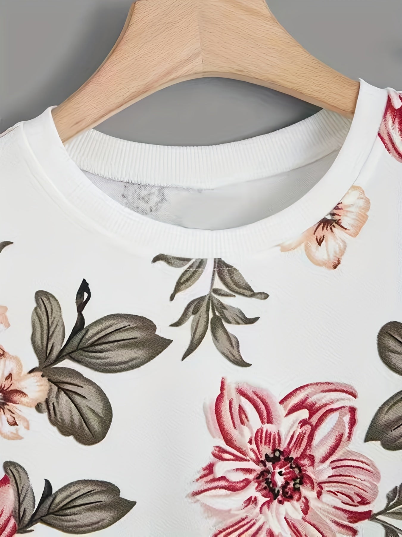 Floral Print Long Sleeve Crew Neck Sweatshirt for Women