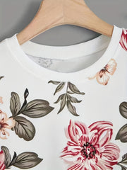 Floral Print Long Sleeve Crew Neck Sweatshirt for Women