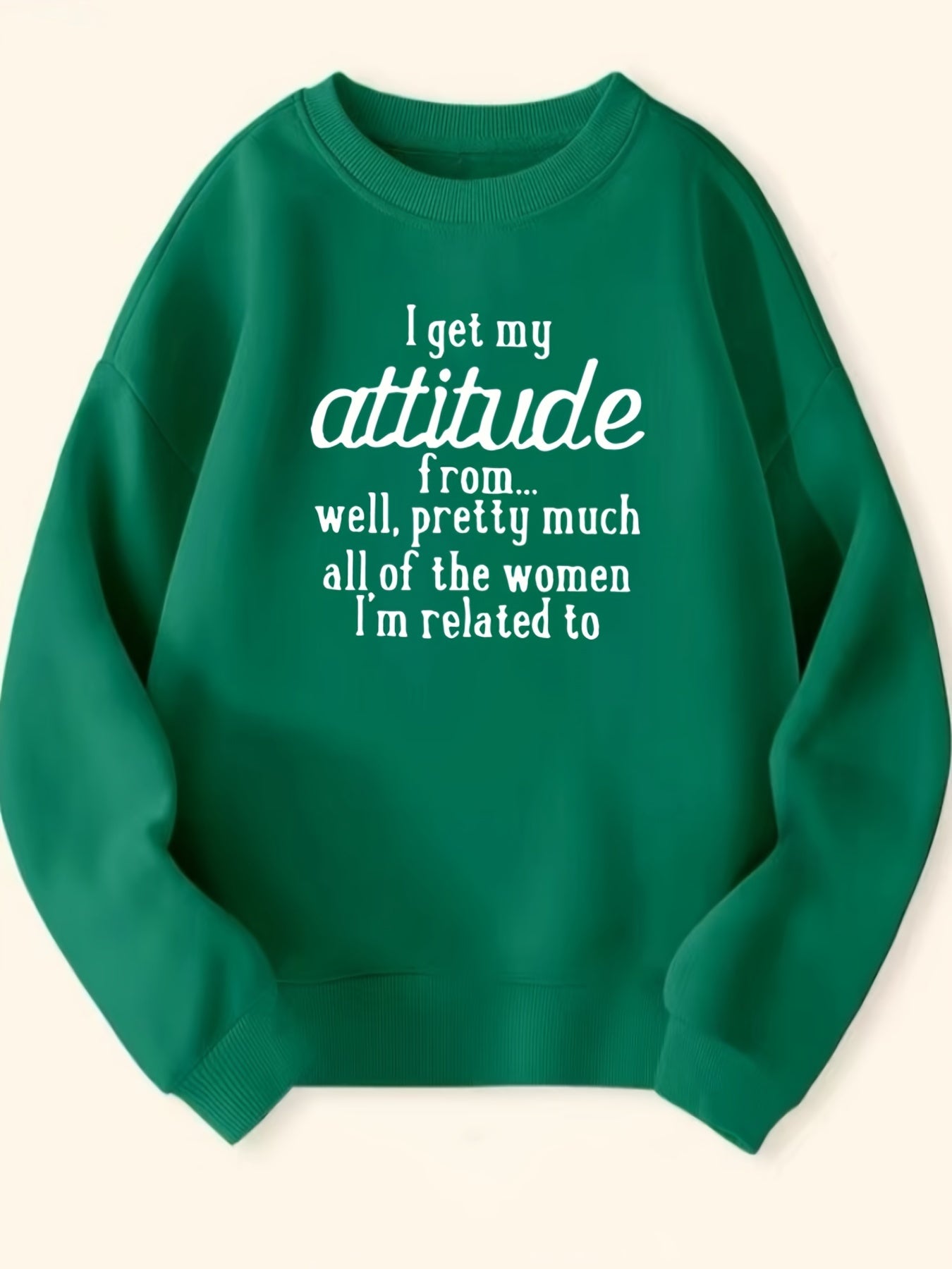Attitude Letter Pattern Round Neck Sweatshirt for Girls