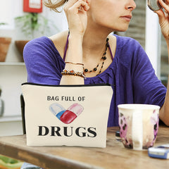 NP Makeup Cosmetic Bag Full of Drugs Funny Travel Zipper Pouch