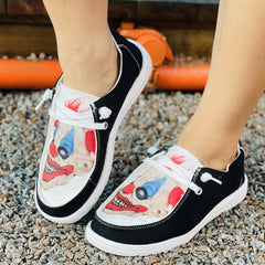 Women's Colorful Clown Canvas Shoes Casual Lace Up Low Top Shoes