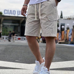 Men's Drawstring Cargo Shorts with Pockets